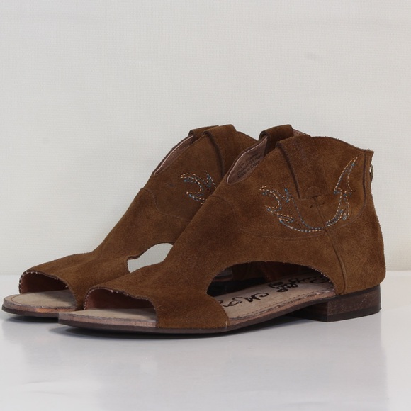 Naughty Monkey Women's Brown Suede Open Toe Ankle Shootie Sandals - Picture 8 of 9